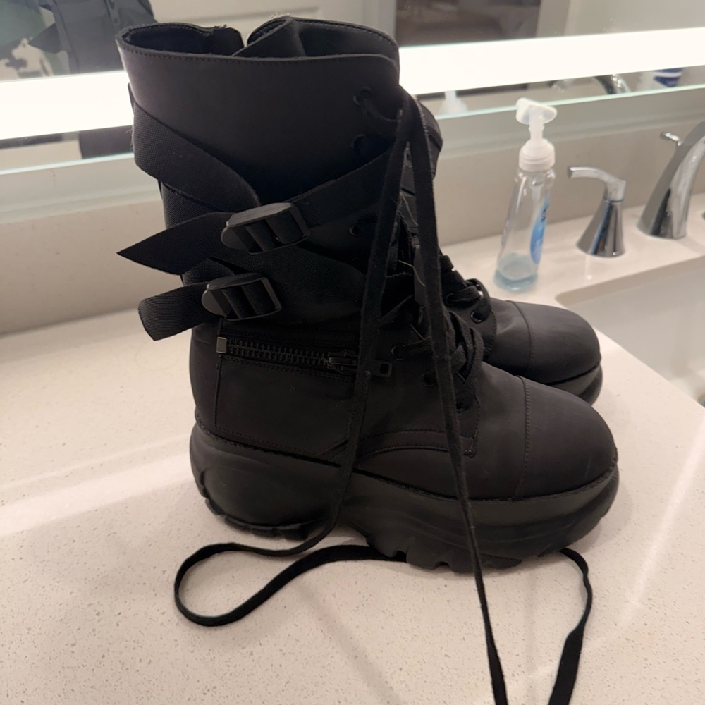 Black Platform Combat Boots